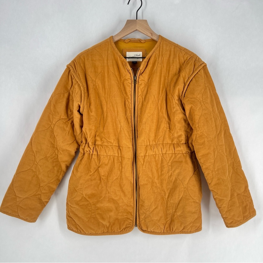 Universal Thread Quilted Corduroy Jacket Mustard‎ Full Zip Front Collarless XS